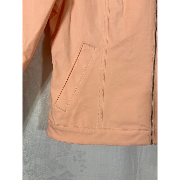 Isaac Mizrahi Live! Jean Jacket 12 Peach Full Zip Collarless - Picture 3 of 9